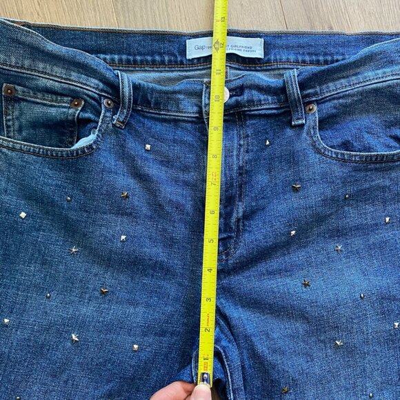 GAP "Best Girlfriend" Mid-Blue High-Rise Studded Decal Jeans - Picture 7 of 15